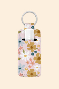 Retro Floral - Lip Balm Holder Keychain