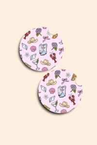Car Accessories: Coastal Cowgirl Car Coasters - 2 Pack