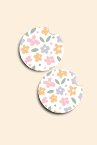 Pastel Petals Car Coasters - 2 Pack