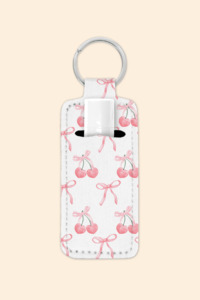 Lip Balm Holders: Cherry Bows - Lip Balm Holder Keychain