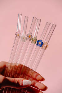 Glass Straws: Flower Glass Straw