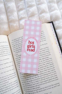 Stationery: Hot Girls Read Gingham Bookmark