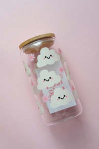 Sale: Happy Clouds Glass Tumbler (SECONDS)