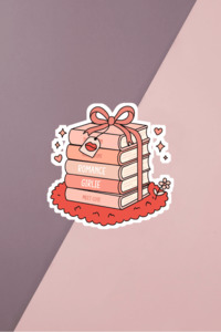Bookish Stickers: Romance Girlie Book Stack Sticker