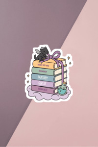 Fantasy Girlie Book Stack Sticker