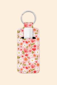 Pink Meadow - Lip Balm Holder Keychain