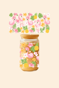 Glass Tumblers: Flamingos Glass Tumbler