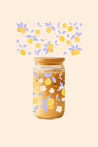 Lemon Leaves Glass Tumbler