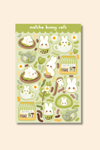 Matcha Bunny Cafe Sticker Sheet