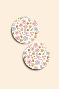 Car Accessories: Cottage Bloom Coasters - 2 Pack