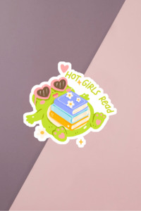 Bookish Stickers: Hot Girls Read Frog Sticker