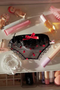 Handsewn Pouches: Red Hearts Panty Pouch