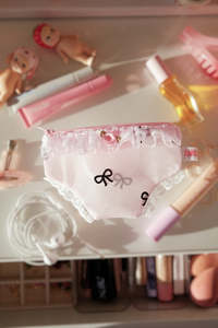 Handsewn Pouches: Black Bows Panty Pouch