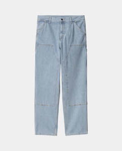 Pants Joggers: Carhartt WIP - Double Knee Pant - Blue Heavy Stone Bleached