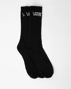 Socks: Vans - Classic Crew Socks 3 Pack - Black