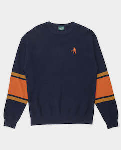 Jerseys: Passport - Organic Cotton Stripe Knit Sweater - Navy