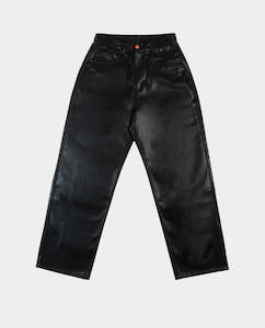 BeWider - Super Loose Jeans - Fake Leather/Black Stitching