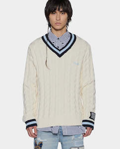 Ksubi - Princeton Cable Knit V-Neck - Vintage White