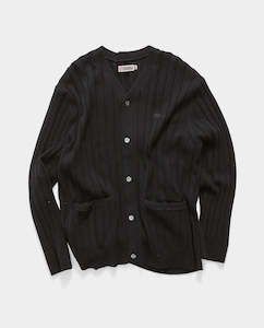 Jerseys: S/Double - Big Rib Knit Cardigan - Black