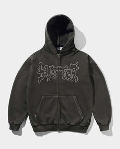 Hoodies: Butter Goods - Blotch Zip-Thru Hoodie - Washed Black