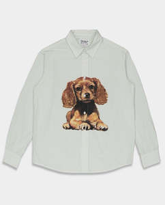Shirts: The Loose Company - Puppy Shirt - White/Green