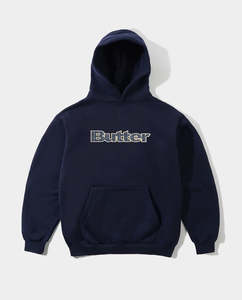Hoodies: Butter Goods - Plaid Logo Applique Hoodie - Navy