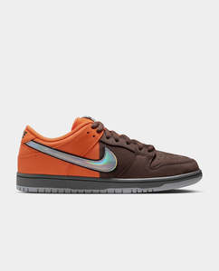 Footwear: Nike - Dunk Low Pro Shoe - Safety Orange/Wolf Grey/Brown