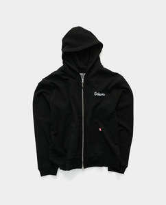 S/Double - Cursive Terry Zip Hoodie - Black