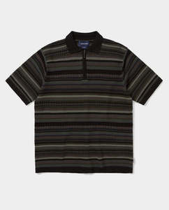 Shirts: Thisisneverthat - Striped SS Knit Polo - Black
