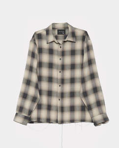 Beach Brains - Hold LS Shirt - Cream/Navy Plaid