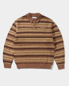Jerseys: Butter Goods - Ombre Stripe Knit Sweater - Chocolate