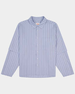 Shirts: Checks Downtown - Layered Shirt - Blue Stripe