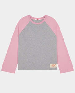 Checks Downtown - Crew Raglan Jersey - Grey/Pink