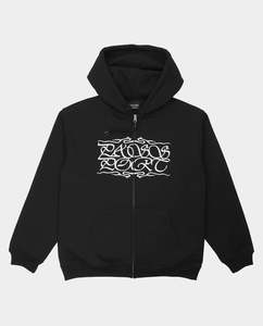 Passport - Calligraphy Zip-Thru Hoodie - Black
