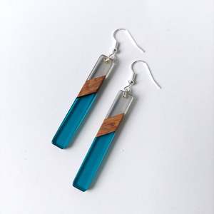Wood Resin: Dream Earrings - Turquoise