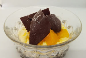 Products: Creamed Rice Pudding with Tropical Fruit and Chocolate Shards (GF, V)