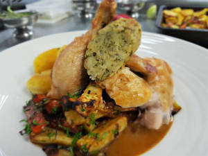 Roast Chicken with Sage & Onion Stuffing, Roasted Potatoes and Carrots, Stea&hellip;
