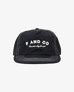 Nylon Coastal Cap - 5 Panel - Black/Contrast Stitch