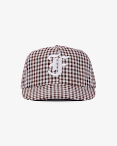 New Releases: Picnic Letterman Cap - Short Brim 6 Panel - Brown/White Plaid