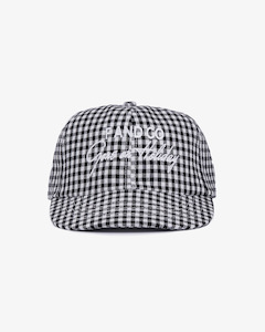 Picnic Cap - Short Brim 6 Panel - Black/White Plaid