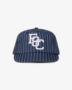 Monogram Ball Cap - Short Brim 6 Panel - Navy Pinstripe
