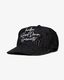 Denim Script Cap - Wide Brim 5 Panel - Black Denim
