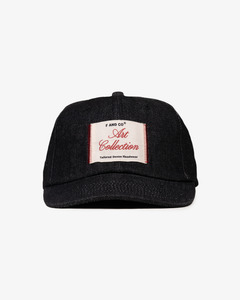 Patch Denim Cap - Short Brim 6 Panel - Black Denim