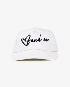 Heart Script Cap - 5 Panel - White