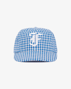 Picnic Letterman Cap - Short Brim 6 Panel - Blue/White Plaid
