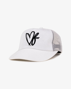Heart Monogram Cap - Wide Brim 5 Panel - Off White/Trucker