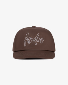 5 Panels: Outline Signage Cap - Short Brim 5 Panel - Brown