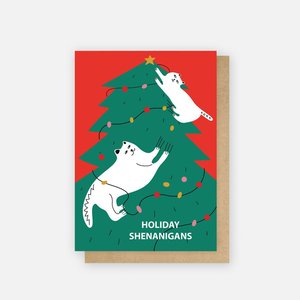 Cat Christmas Card - Holiday Shenanigans
