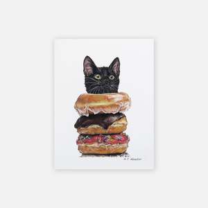 Cat Art: Cat Art Print - Donut Cat