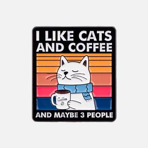 For Humans: Enamel Cat Pin - Cats & Coffee